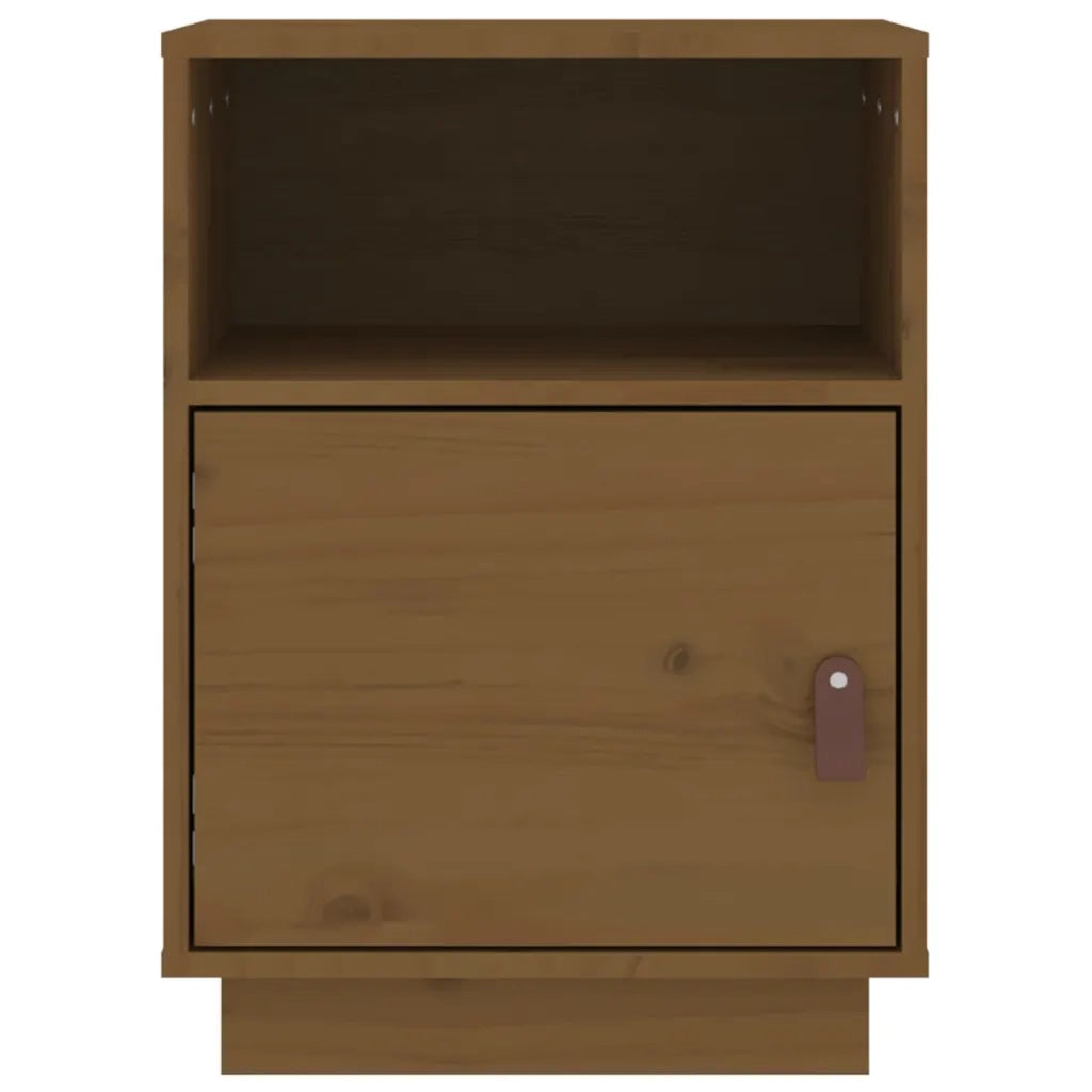 Set di 2 Comodini | Armadio da Notte | Mobiletto da notte Ambrati 40x34x55 cm in Legno Massello di Pino