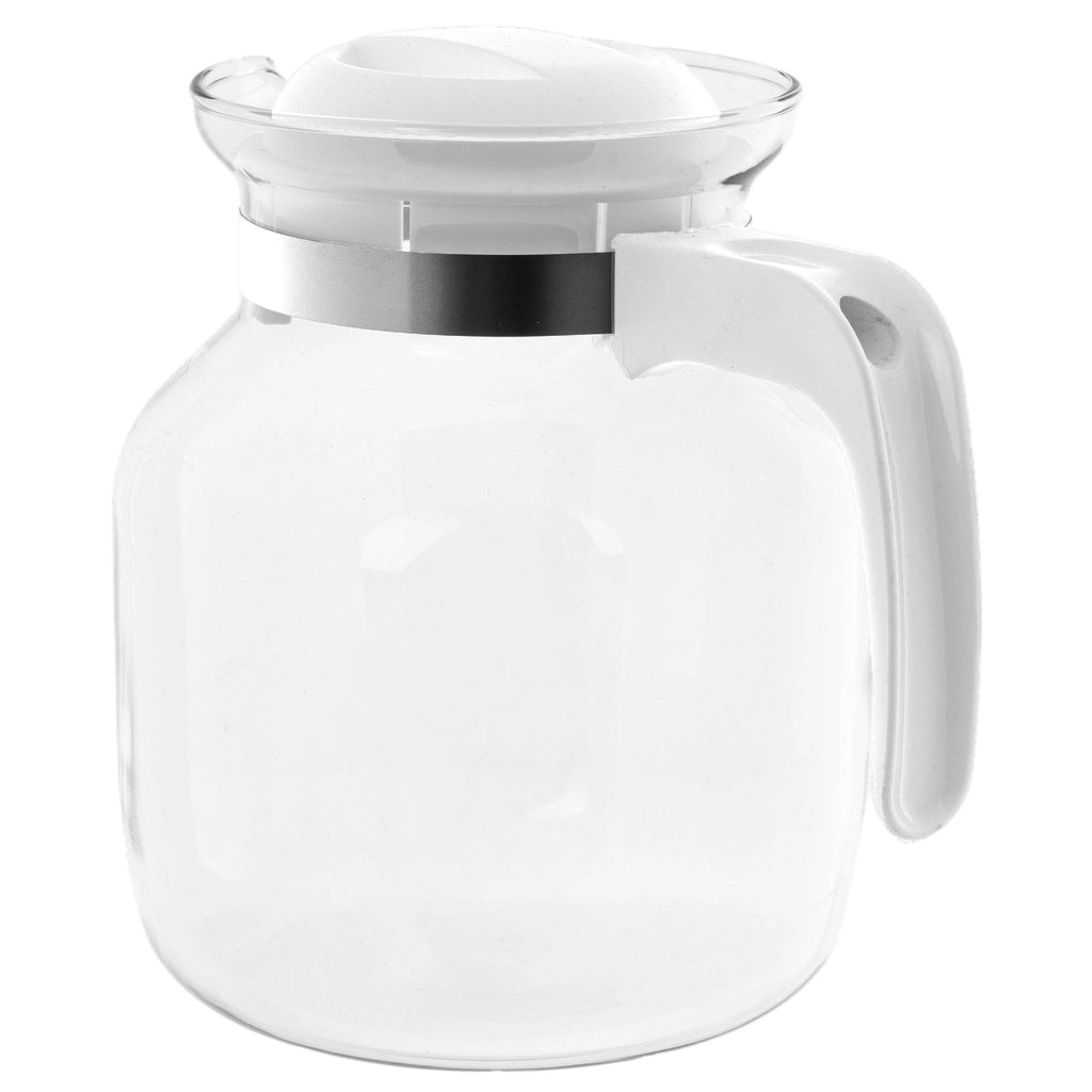 KADAX Brocca in vetro per tè e caffè da 1,5 l, resistente al calore, con coperchio, colore bianco.