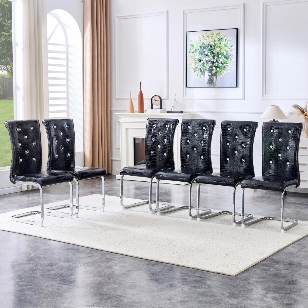 SEDIA DA PRANZO 75,5x46,5x44 cm nera in PVC con struttura cromata Set da 2 pezzi