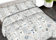 Completo Lenzuola Letto 100% Cotone Made Italy Disegni Invernali Natalizi C.N - 2 Piazze - Shabby Grigio