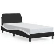 Letto singolo | Letto per adulti | Giroletto Dover Nero e Bianco 90x200 cm in Similpelle