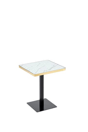 Tavolo da pranzo quadrato in MDF effetto marmo con base in metallo per 2-4 persone bianco 60 × 60 × 74 cm