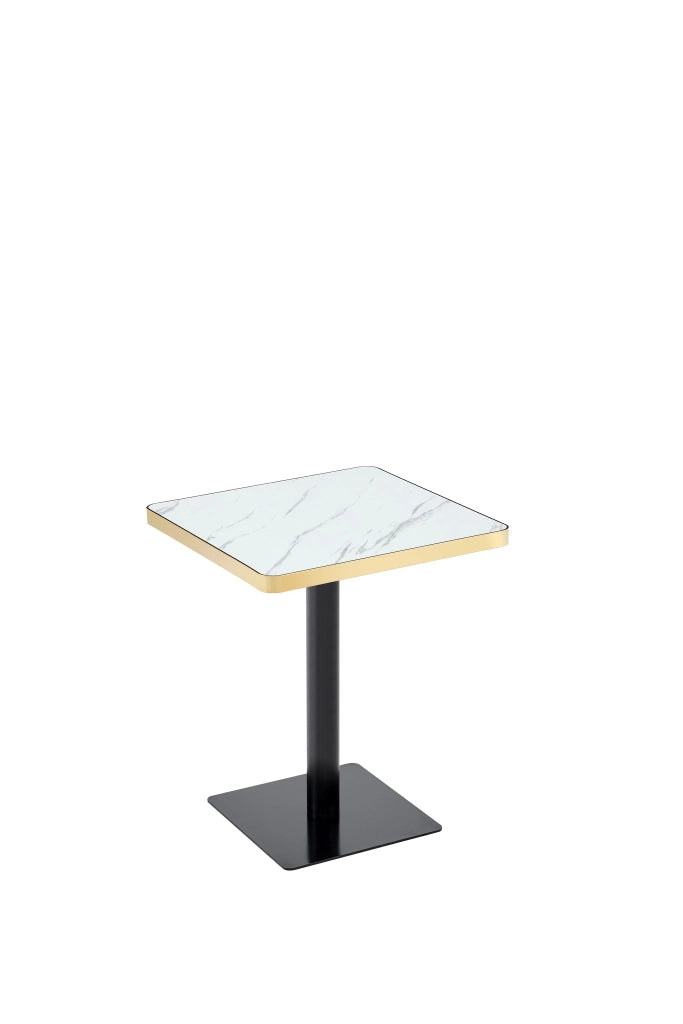 Tavolo da pranzo quadrato in MDF effetto marmo con base in metallo per 2-4 persone bianco 60 × 60 × 74 cm