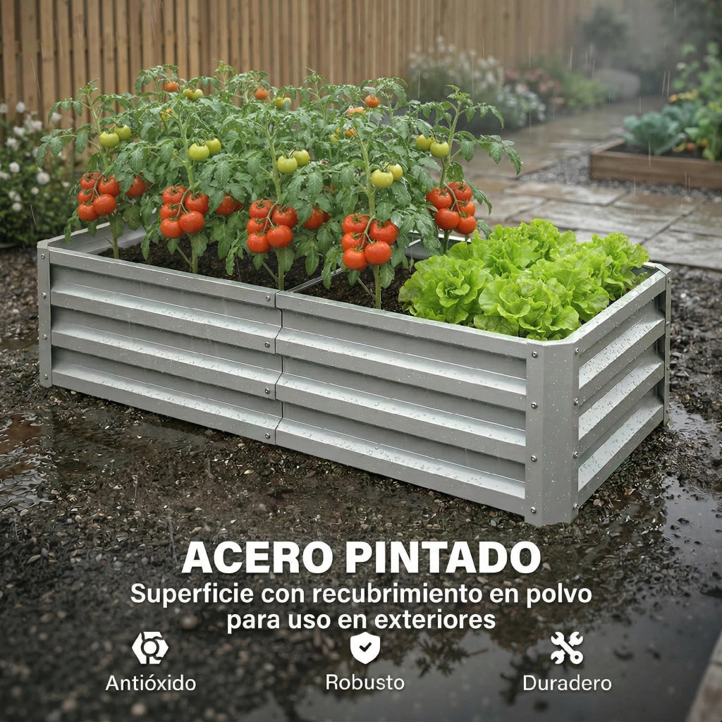 Fioriera Rialzata Rettangolare ¨C Xylo ¨C Acciaio Galvanizzato 120x60x30,5 cm Argento per Giardino