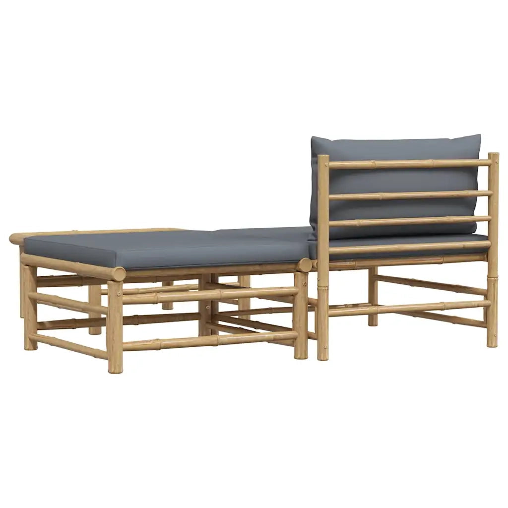 Salotto da Giardino-Set Divani da Giardino 3 pz con Cuscini Grigio Scuro in Bamb¨´