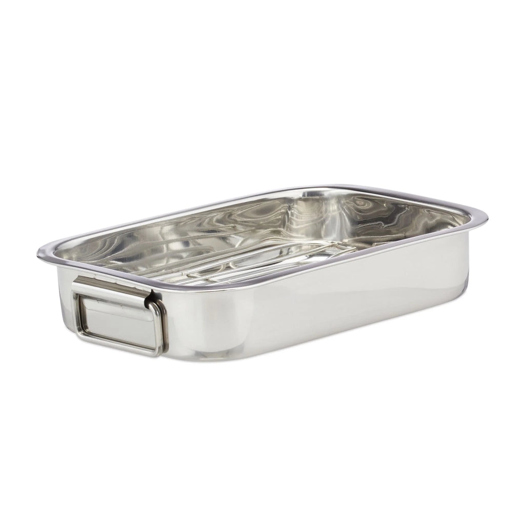 Pirofila da forno multifunzionale con griglia 38 x 27 cm ideale per cottura verdure e carne in acciaio inossidabile argentato 13_0006868