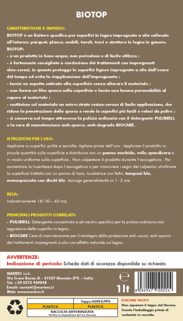 Cera per parquet BIOTOP   1LTx6Pz
