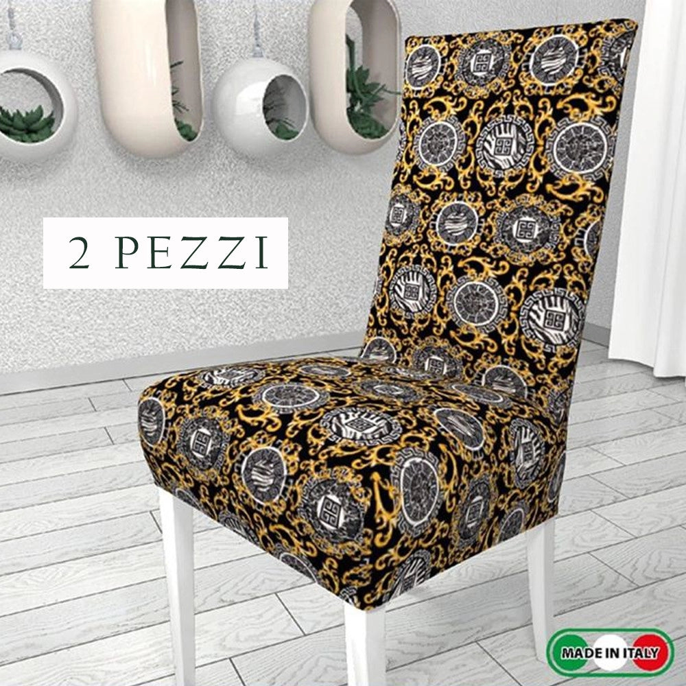 Trade Shop - 2 Pezzi Coprisedia Fodera Per Sedia E Schienale Fantasia In Stampa Digitale 3d -