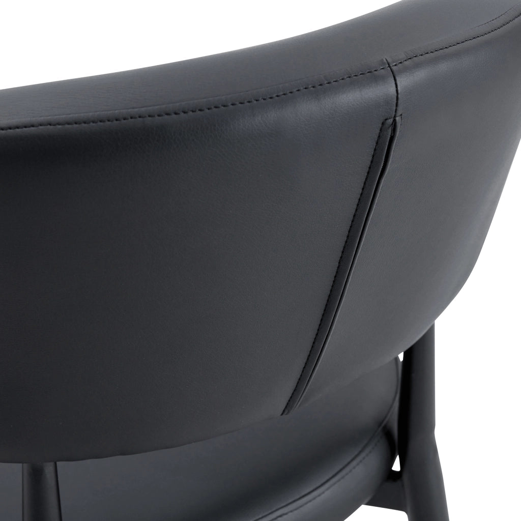 Set di 2 sedie da pranzo moderne nere in PU con schienale ergonomico e gambe in metallo