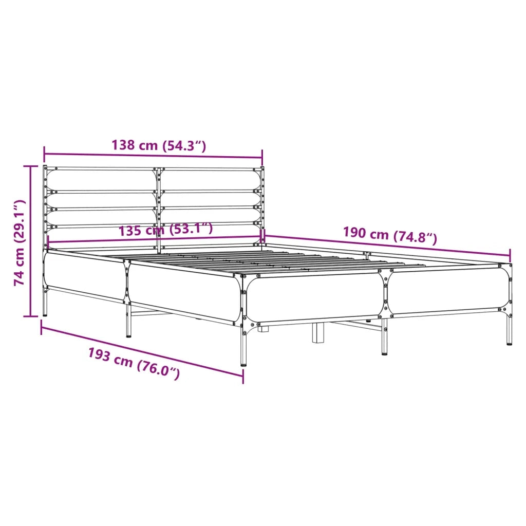 Giroletto Grigio Sonoma 135x190 cm in Legno Multistrato Metallo