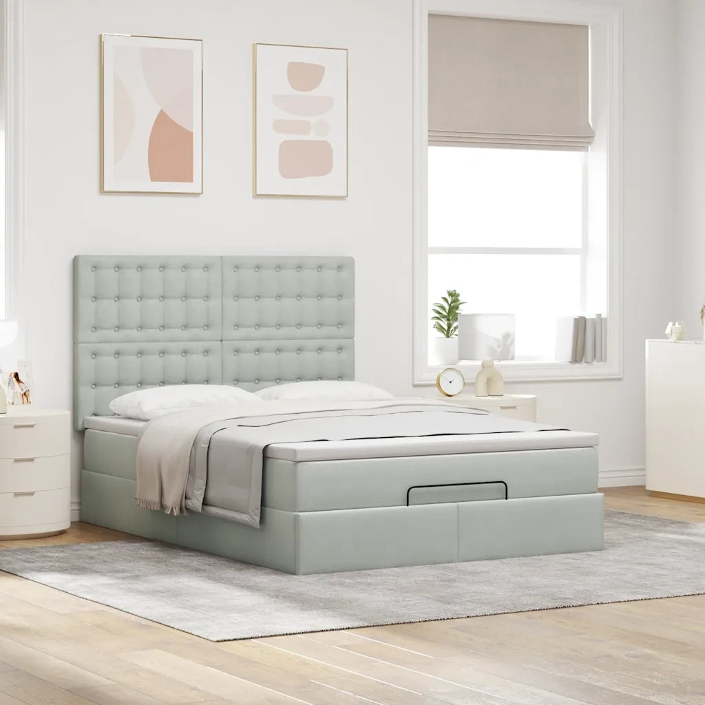 Struttura Letto Pouf con Materassi 140x190 cm Velluto 3314462