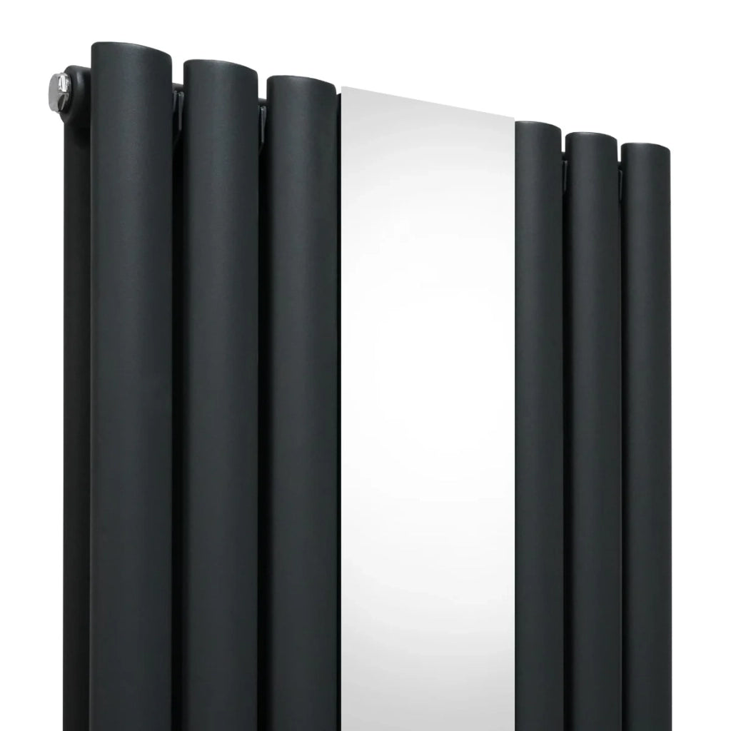 Radiatore Ovale a Specchio a Doppia Colonna Verticale Grigio Antracite 1800mm x 380mm
