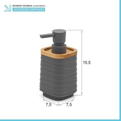 Dispenser sapone da appoggio grigio in abs e bambù Wave