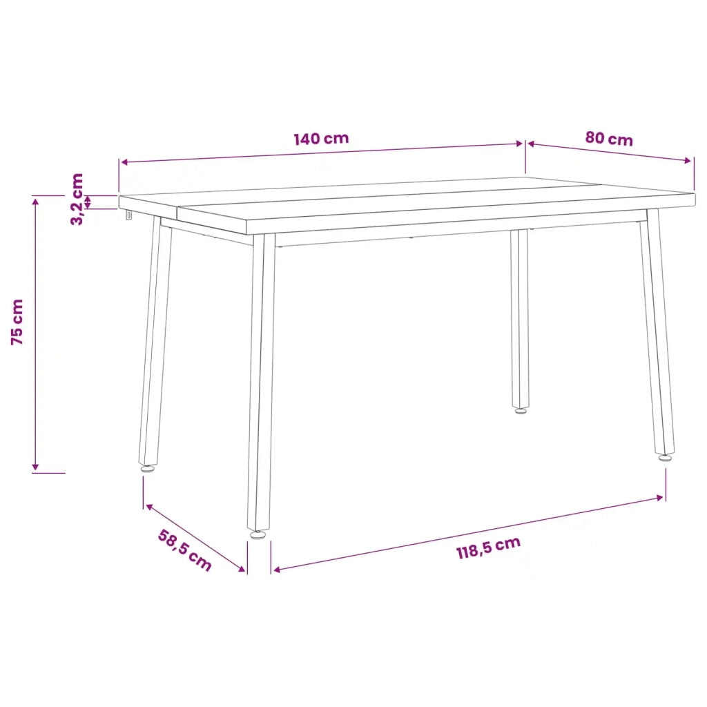 Tavolo da pranzo quadrato 140 x 80 x 75 cm 937629