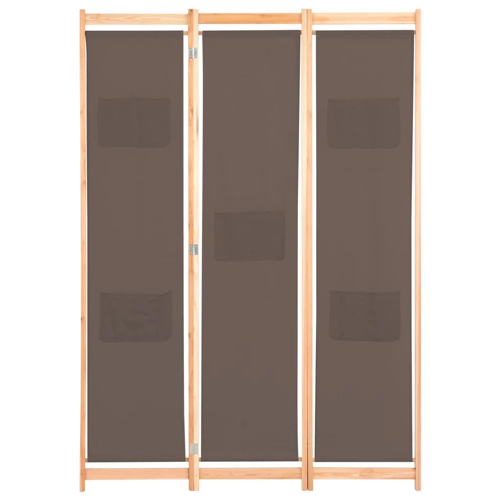 Paravento divisorio divisorio mobile decorativo 3 pannelli marrone 120x4 cm tessuto 0802087
