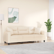Divano a 3 Posti con Cuscini Beige 180 cm Tessuto Microfibra 3200982