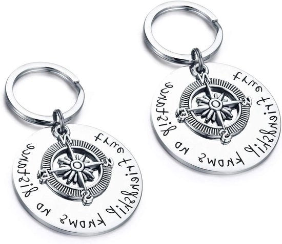 Set di due chiavi con compasso - Amicizia vera - Regalo di amicizia migliore con compasso - Regalo di compleanno - Souvenir