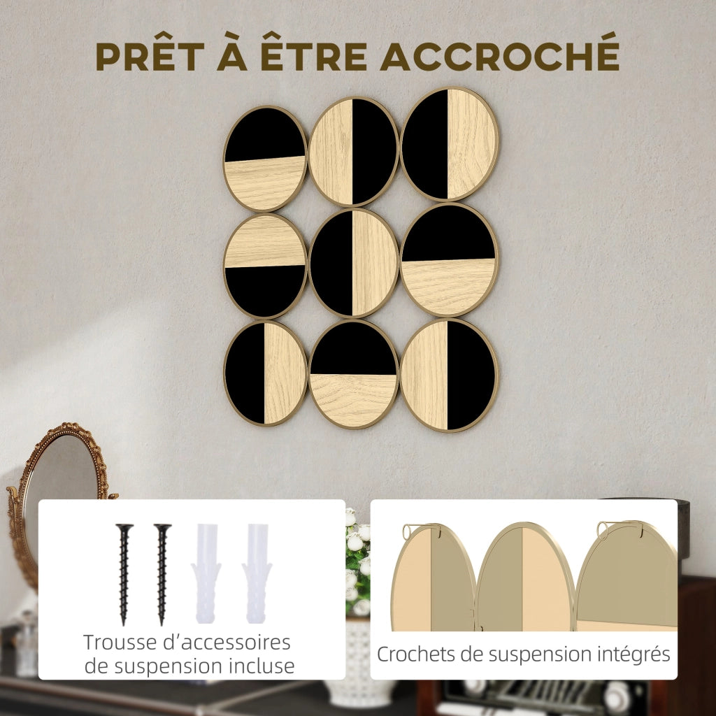 Decorazione murale metallo dischi design ¨C zephmum ¨C naturale nero 60x60 cm