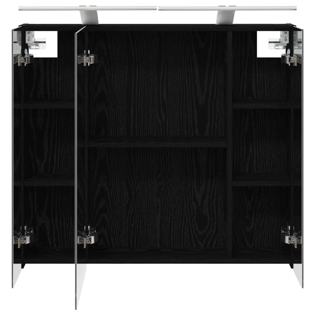 Mobiletto per specchio da bagno Rovere Nero 80 x 14.5 x 70 cm 889112