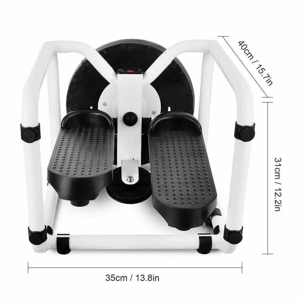 Trade Shop - Mini Stepper Multifunzione Con Bande Elastici Di Resistenza Seduta Fitness Casa -