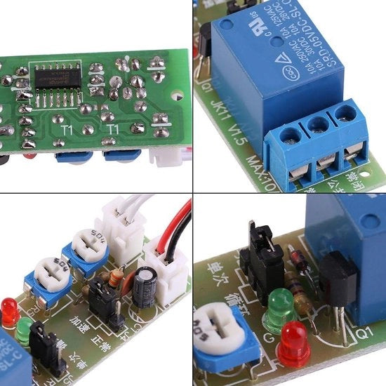Timer di ritardo infinito con modulo di commutazione a relè ON/OFF configurabile 0-15min-0-60min, compatibile con alimentatori DC 5V, 12V, 24V.
