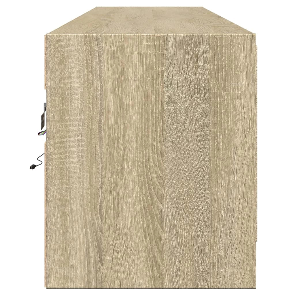Mobile TV multimediale scaffale TV credenza mobile TV sala da pranzo soggiorno camera da letto a parete con illuminazione a LED rovere Sonoma 180 x 31 x 38 cm marrone 02_0027827