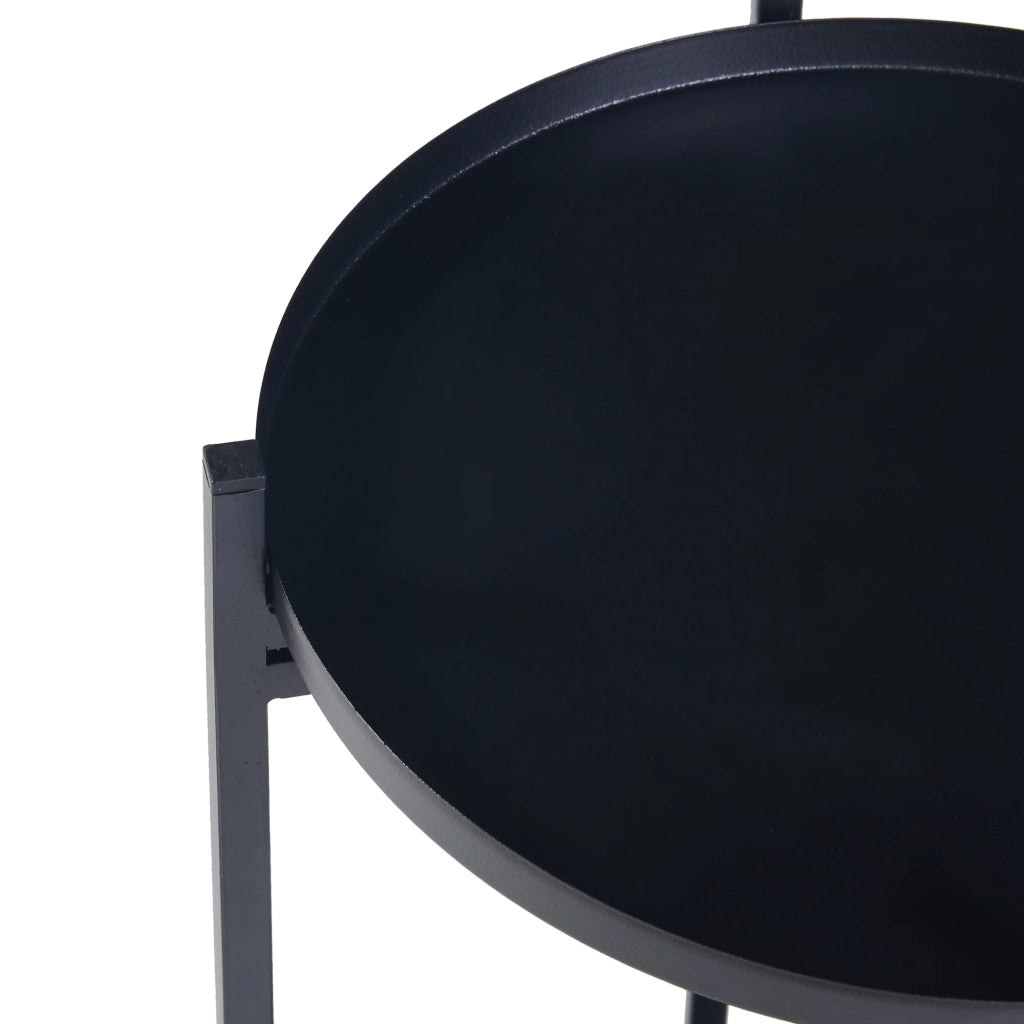Supporto per piante in metallo a 2 livelli 54 x 25 cm nero 03_0010713