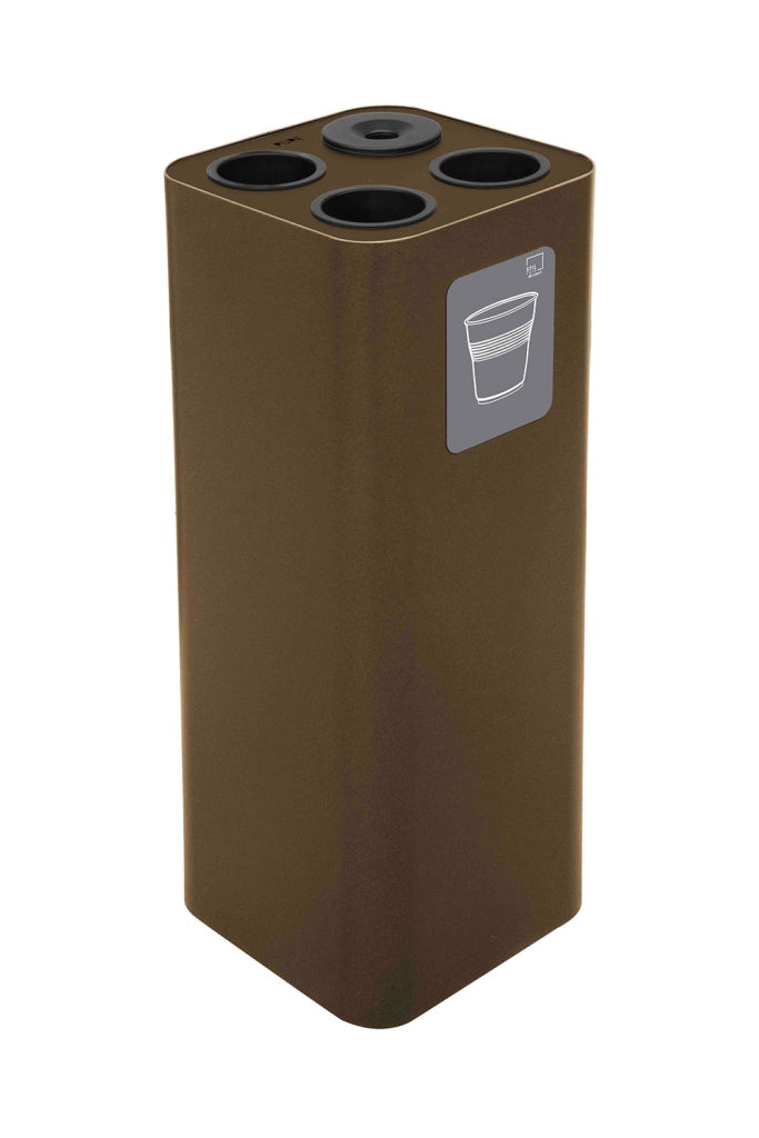 Pattumiera a Bidone da 60 L 30,2x30,2x 82,5 cm 3 Scomparti Tubolari e 1 Vaschetta in Acciaio Verniciato Corten