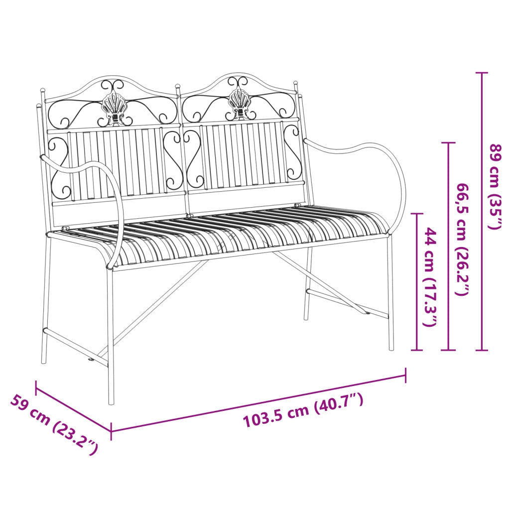 Panchina Bianca Metallo 103.5 x 59 x 89 cm Durevole