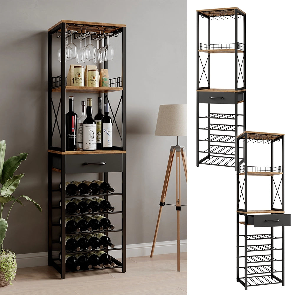 Vicco Portabottiglie Rovere rustico 40 x 147.5 cm con cassetto
