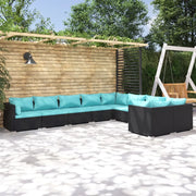Set Divani da Giardino 9 pz con Cuscini in Polyrattan Nero cod mxl 35093