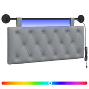 Testiera | Testata sospesa Con luce LED Grigio Chiaro Tessuto