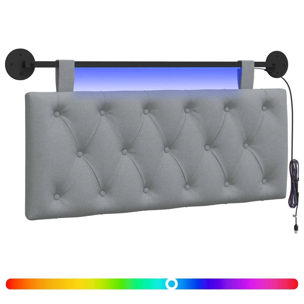Testiera | Testata sospesa Con luce LED Grigio Chiaro Tessuto