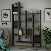 Libreria Achela, Scaffale da ufficio, Mobile portalibri, Biblioteca, 122x26h188 cm, Antracite