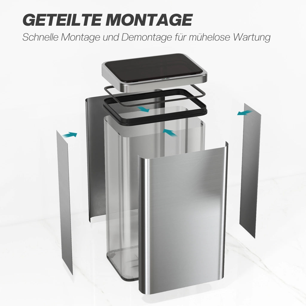 Cestino Automatico 50L ¨C zephmum ¨C Acciaio Inossidabile 35.5x26x67 cm Argento