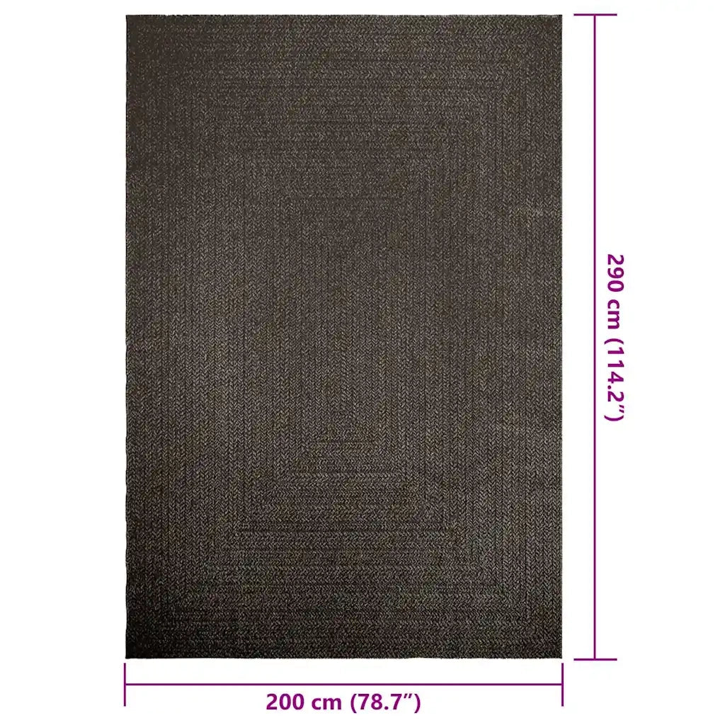 Tappeto ZIZUR Antracite 200x290 cm Aspetto Iuta Interni Esterni