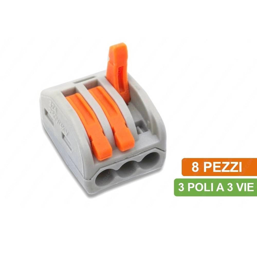 Trade Shop - Connettori Morsetti Multipli Con 8 Connettori Universali 3 Poli A 1 Via -