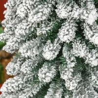 Albero di Natale Innevato a 3 Sezioni con 490 Rami in Metallo e Plastica, 54x54x210 cm, Verde