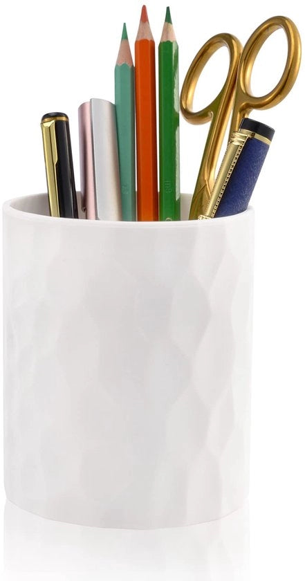 Pen holder in silicone acquaproteggiato in stile scandinavo per scrivania, accessori ufficio multifunzionali per casa, bambini e scuola (bianco)
