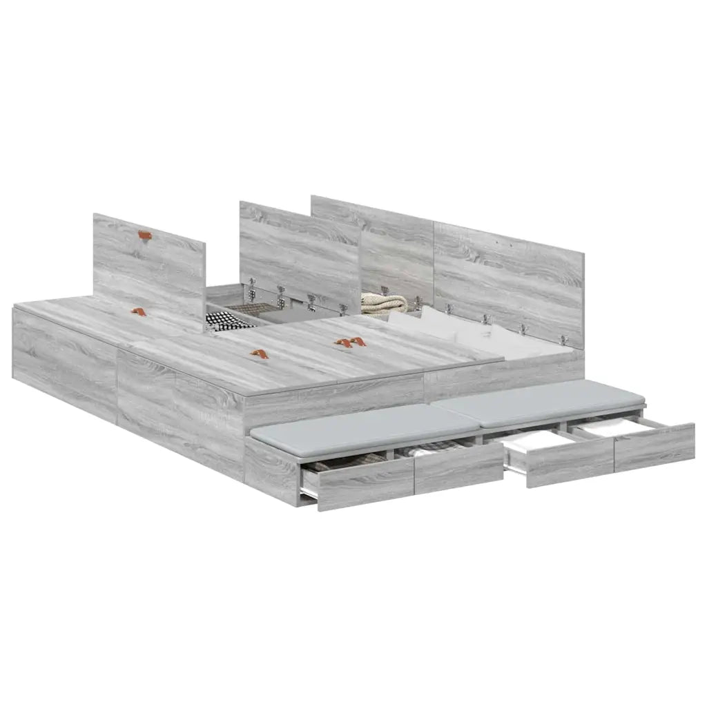 Struttura letto con contenitore con porta Grigio Sonoma 160 cm 3335658