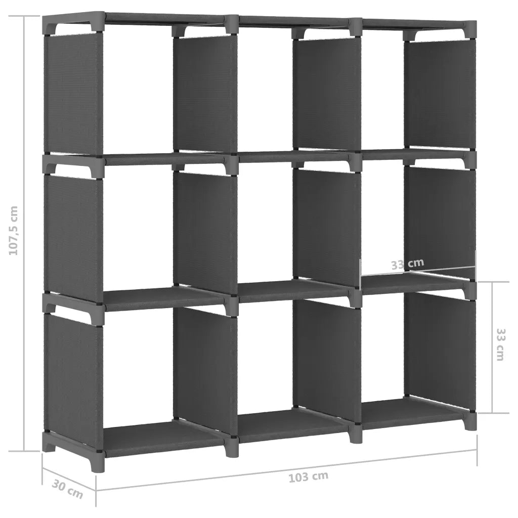 Mobile per 9 Scatole a Cubo Grigio 103x30x107,5 cm in Tessuto 322612