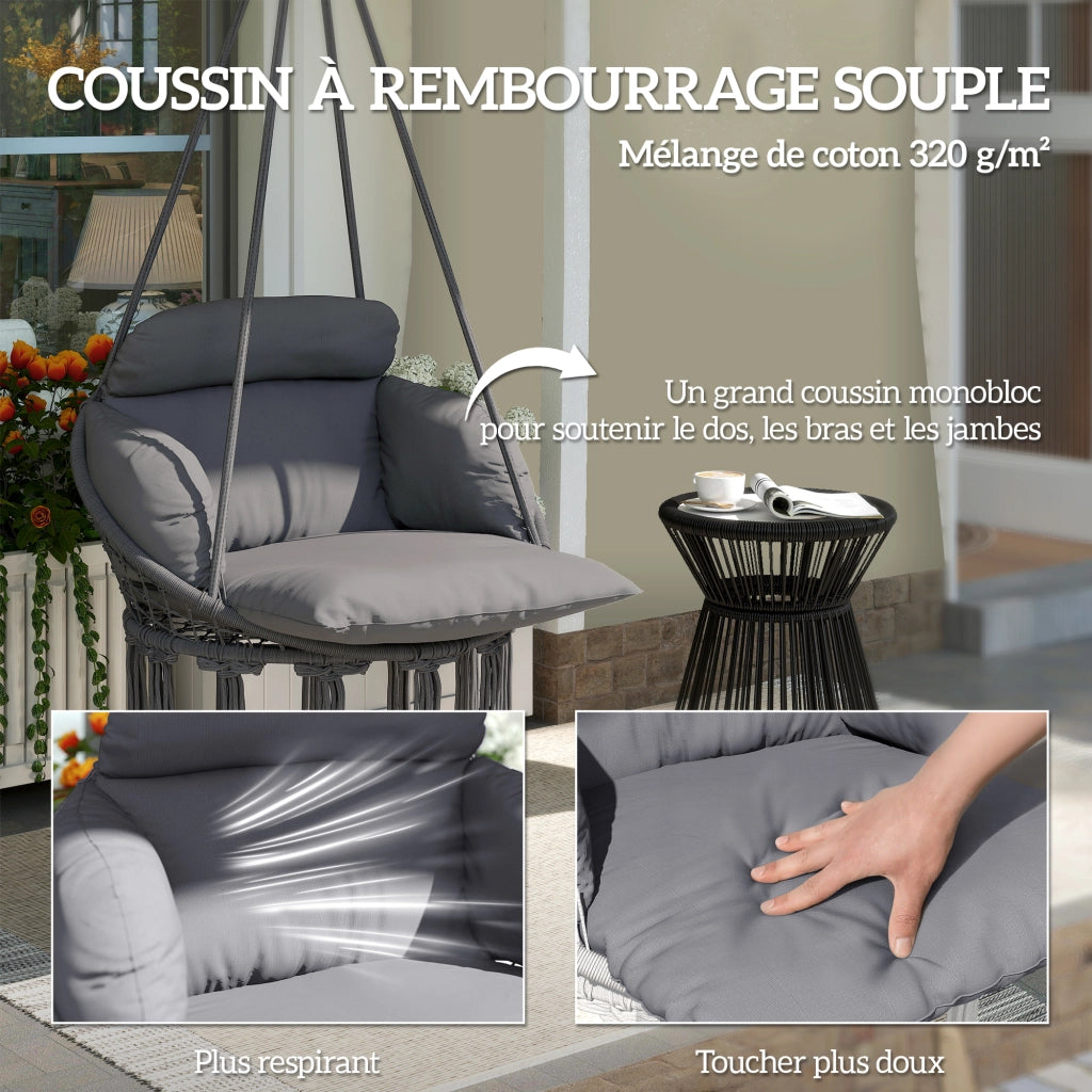 Sedia dondolo a sospensione ¨C zephmum ¨C grigio scuro 80x60x40 cm