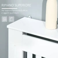 Copritermosifone in Legno Bianco per Caloriferi e Radiatori, con Doghe Verticali e Piano d'Appoggio, 78x19x81cm