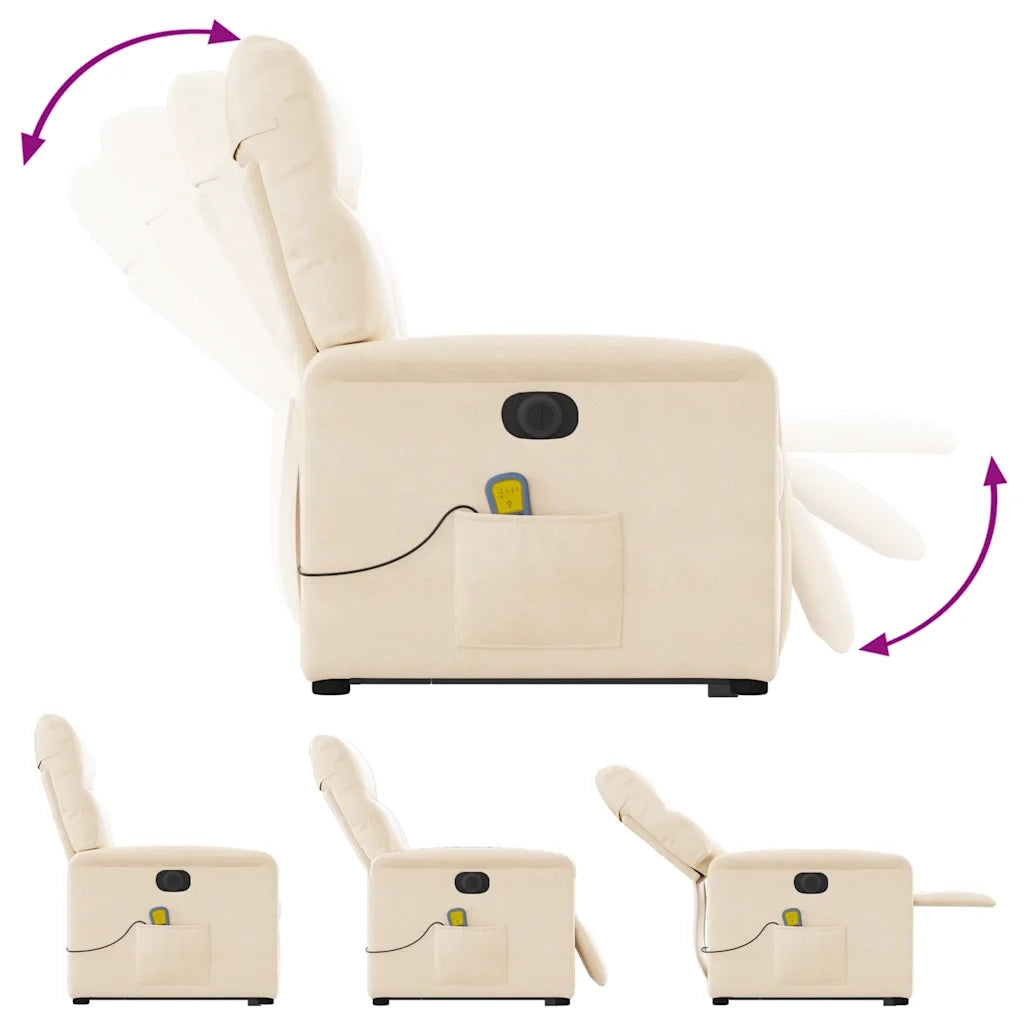 Poltrona a Rialzo Reclinabile Massaggiante Beige in Microfibra 3303113