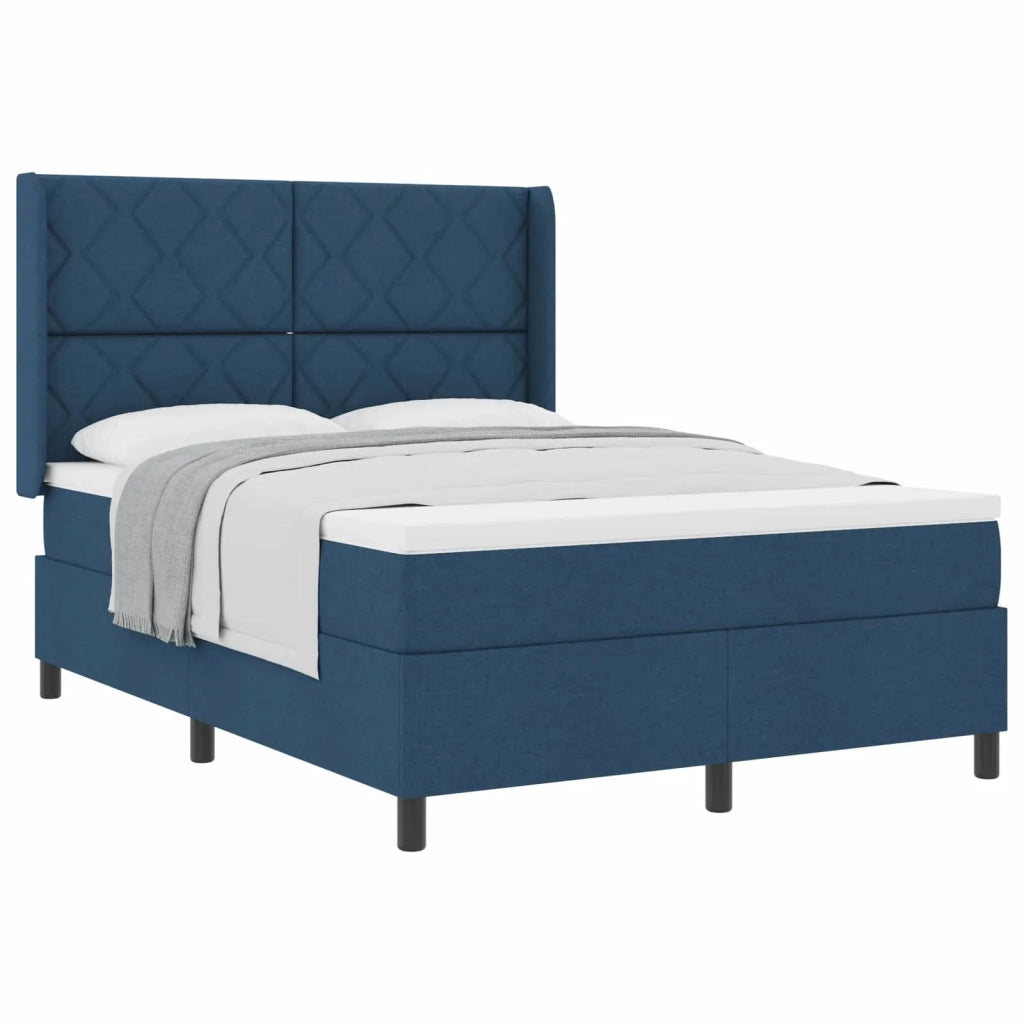 Letto a molle con cuscino con testiera Blu 190 x 140 cm Tessuto 3341706