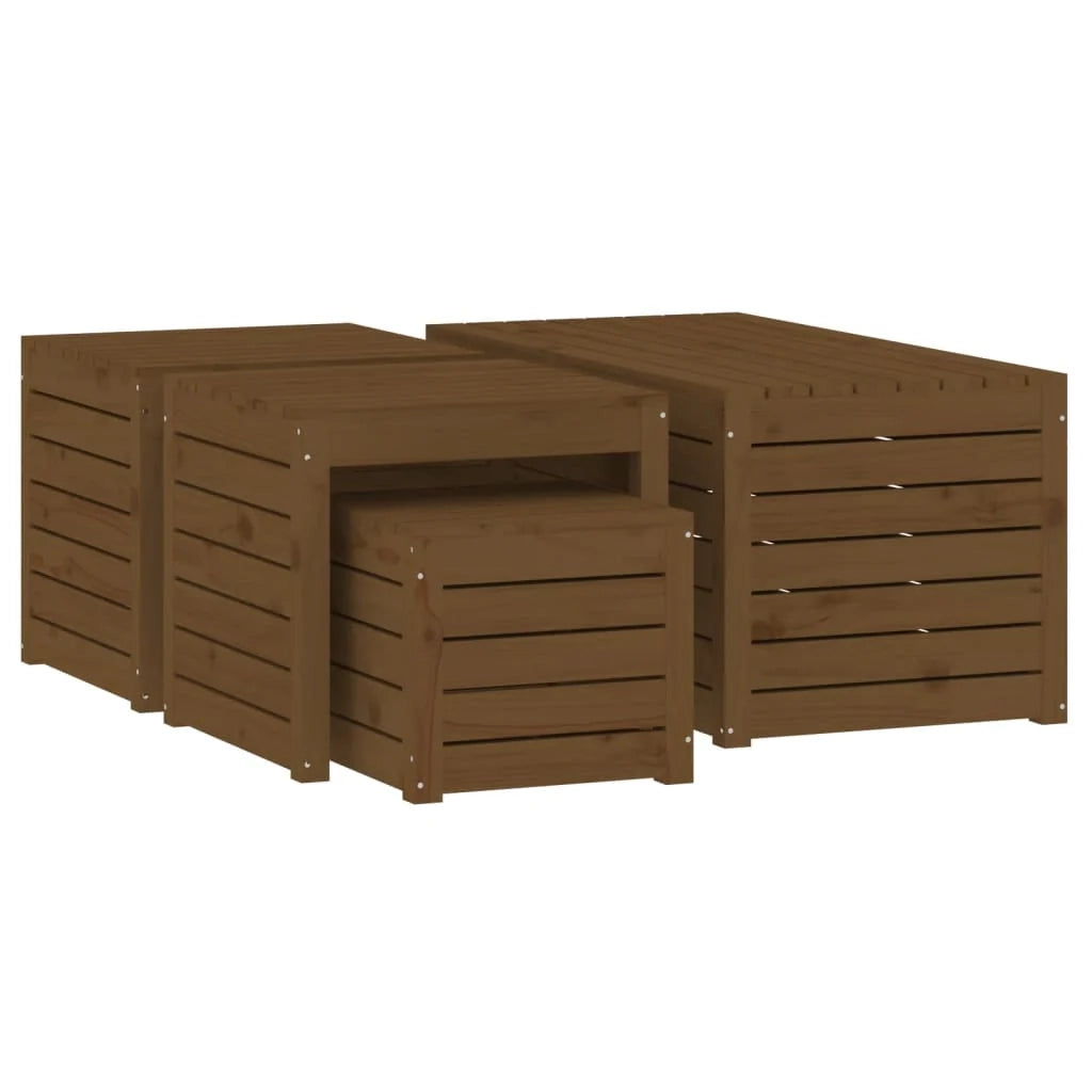 Set di 4 contenitori da giardino in legno massello di pino marrone miele 02_0013182