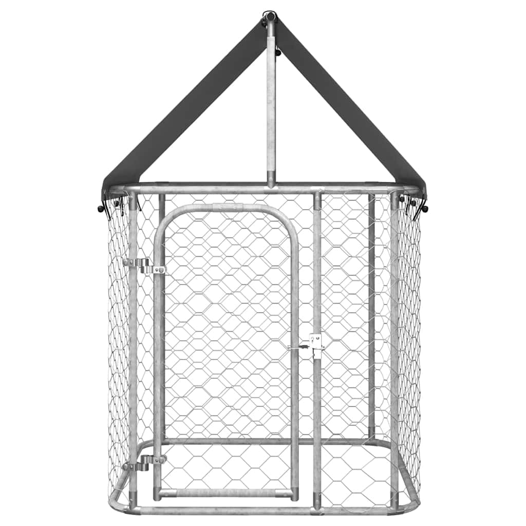 Cuccia/gabbia/recinto per animali domestici da esterno con tetto 100 x 100 x 150 cm argento 02_0041904