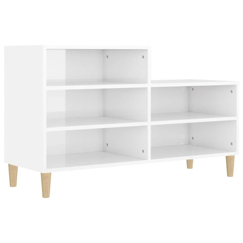Scarpiera mobile contenitore per scarpe mobile contenitore per ingresso/corridoio/soggiorno finitura lucida 102 x 36 x 60 cm legno ingegnerizzato bianco 02_0021288