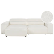 Divano componibile a 2 posti con ottomana Divano componibile in bouclé bianco con gambe nere Soggiorno moderno