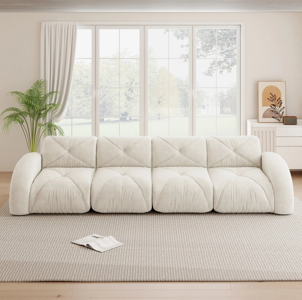 Divano modulare senza struttura in ciniglia beige chiaro HOMVRA